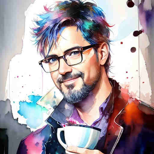 abstract male with cup of zeolite suspension